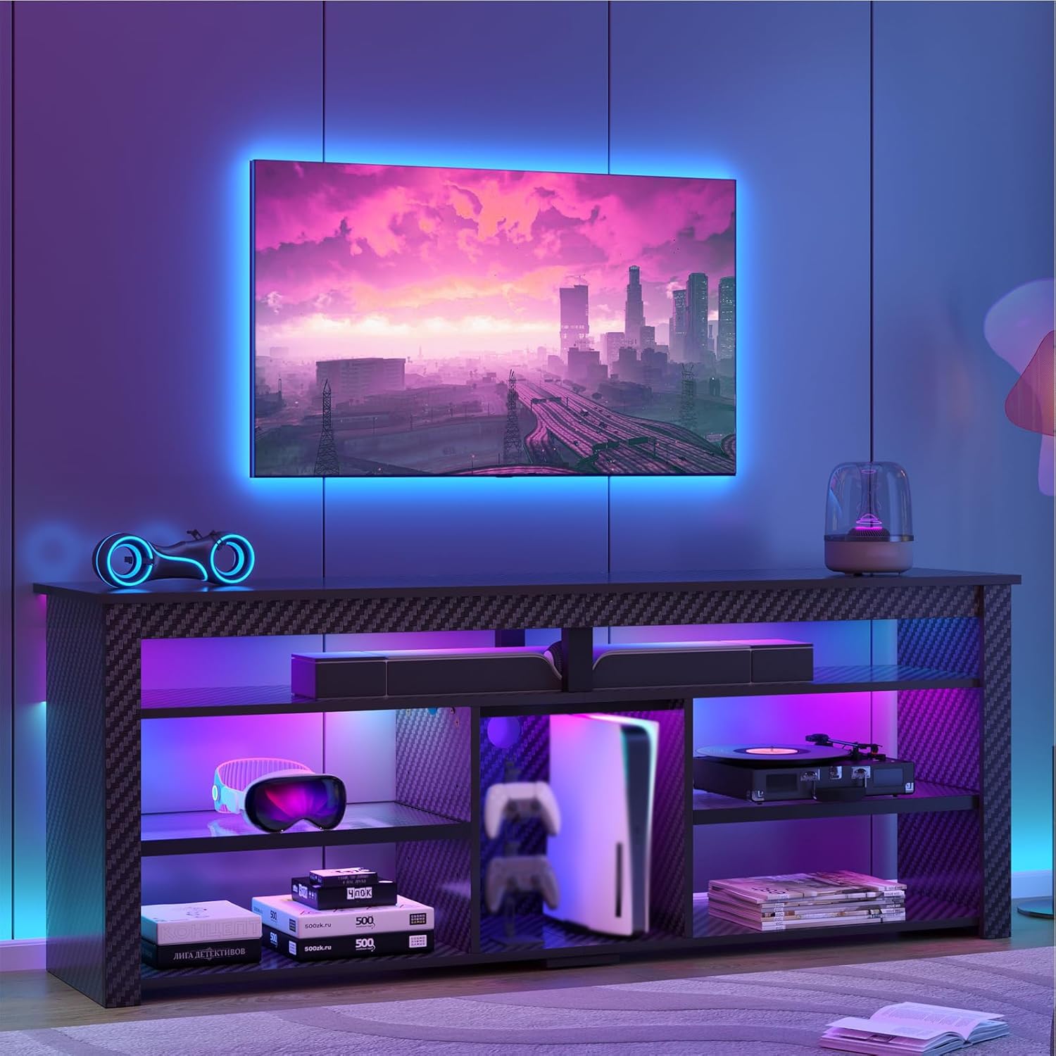 Gaming Console Entertainment Center - Suporte de TV alto, centro de