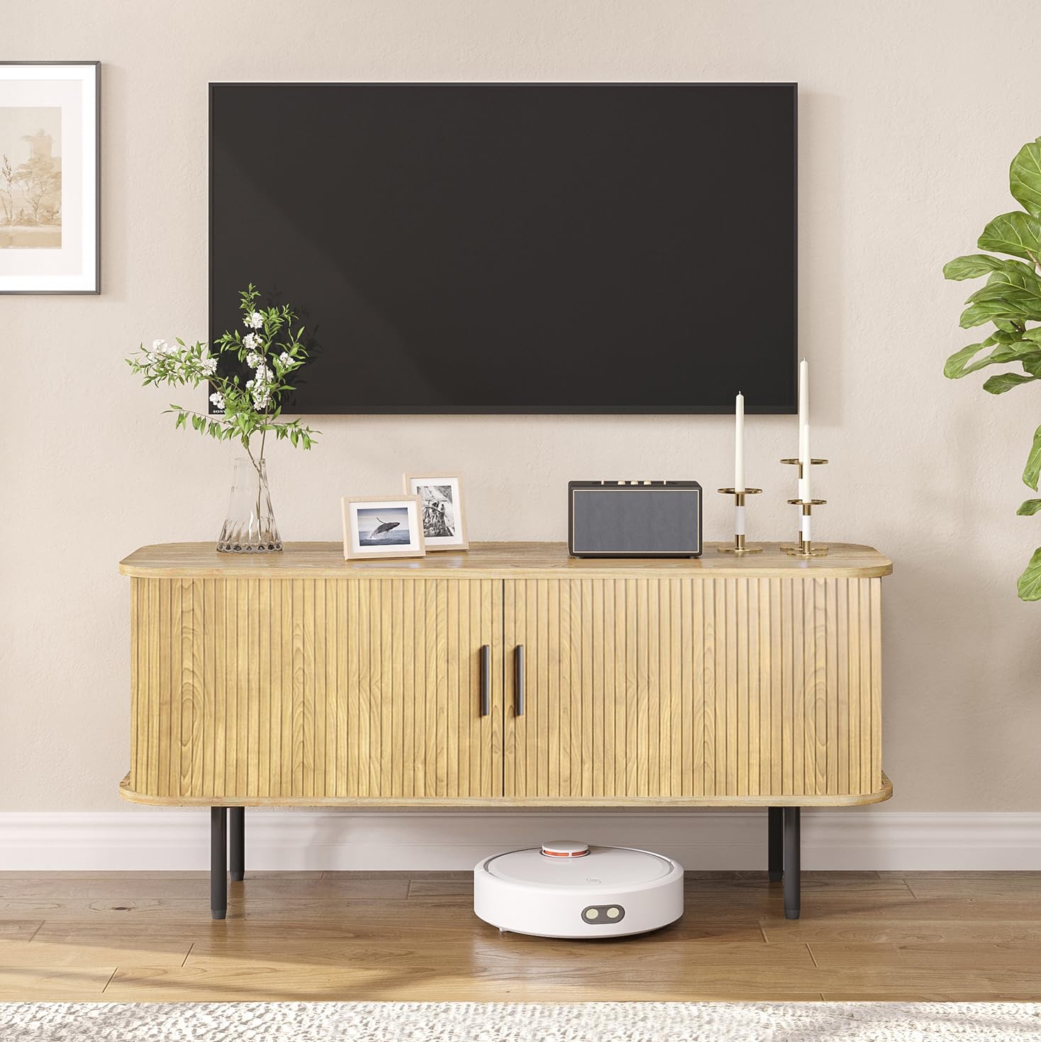 Gaming Console Entertainment Center - Suporte de TV Natural com Design