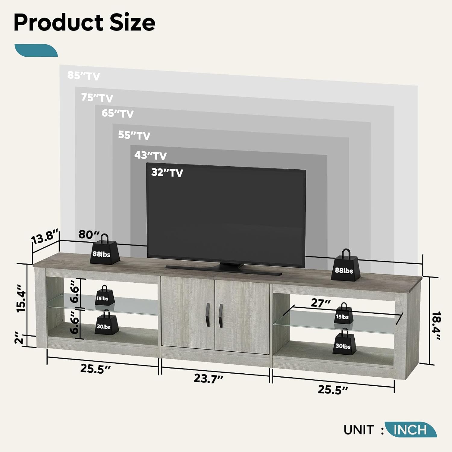 Suporte para TV de 80 Polegada - Gaming Console Entertainment Center avaliação e preço