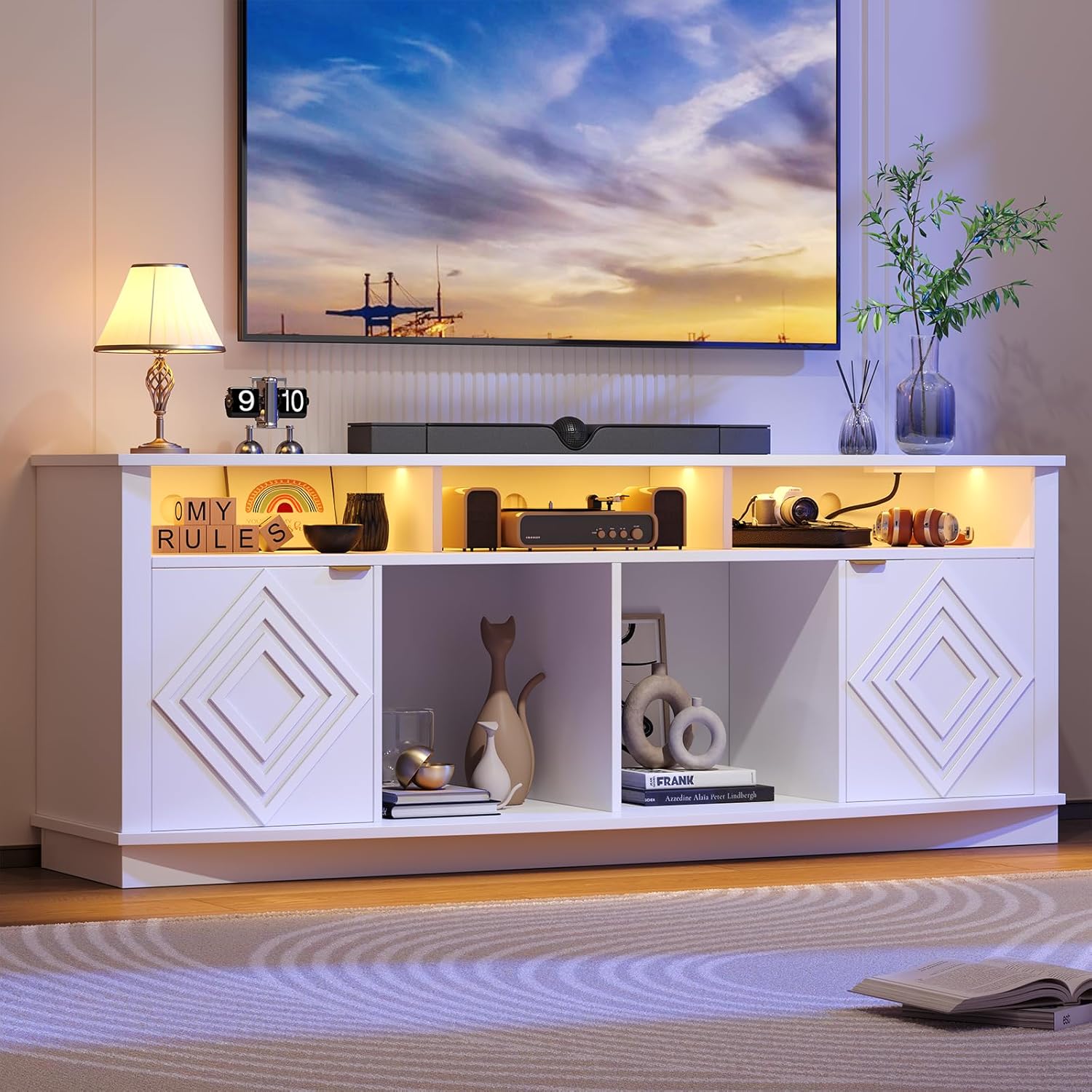 Suporte para TV LED de 80 Pole - Gaming Console Entertainment Center avaliação e preço